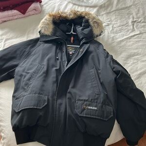 Canada Goose Black Puffer Jacket with Fur Trim